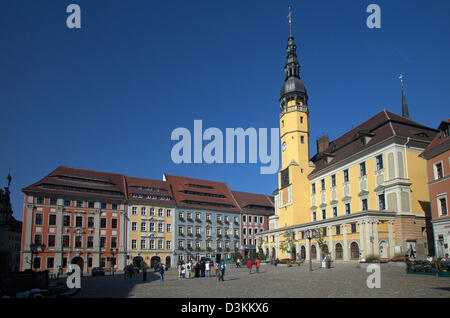 Bautzen, Deutschland, das historische Rathaus auf dem Hauptmarkt Stockfoto