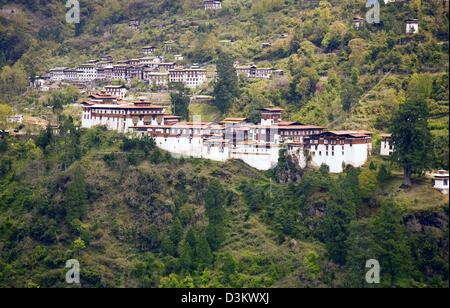 Trongsa Dzong (1644) als Festung/Kloster erbaut, die Strecke durch Bhutan von tibetischen Invasoren, Bhutan, Asien zu schützen Stockfoto