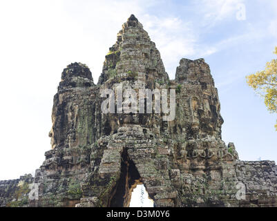 Stein-Köpfe. Südlichen Eingang zum Angkor Thom. Angkor. Stockfoto