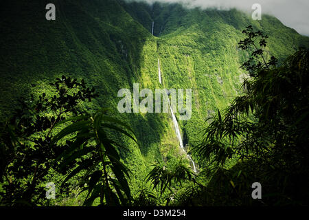 Blick vom Takamaka Sicht, östlichen Teil der Insel La Réunion, Französisch Übersee-Departement im Indischen Ozean Stockfoto