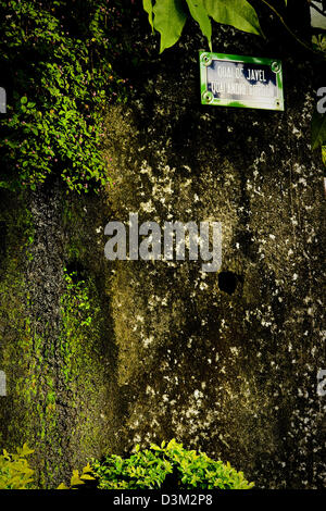 Eine Straße Zeichen (Quai de Javel, Quai Andre Citroen) in Hell-Bourg, La Réunion, einem französischen Übersee-Departement im Indischen Ozean. Stockfoto