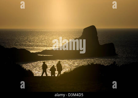 Die Würmer Landzunge am Rhossili Beach auf der Gower-Halbinsel in der Nähe von Swansea, Großbritannien. Stockfoto