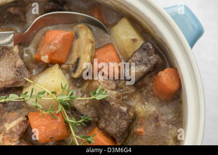 Schöne herzhafte Rindfleisch Eintopf mit Kartoffeln, Karotten und Pilze Stockfoto