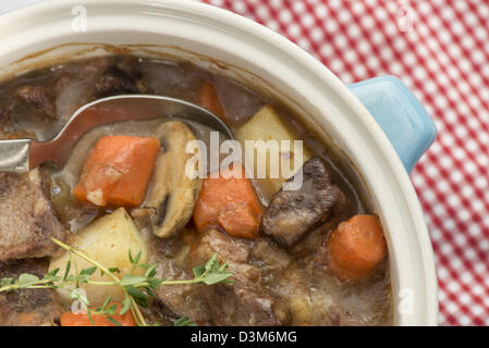 Schöne herzhafte Rindfleisch Eintopf mit Kartoffeln, Karotten und Pilze Stockfoto