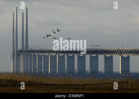 Die Öresund-Brücke zwischen Scania Schweden und Kopenhagen Dänemark Stockfoto