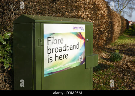 BT die Fibre Optic Broadband grün Kabinett Stockfoto