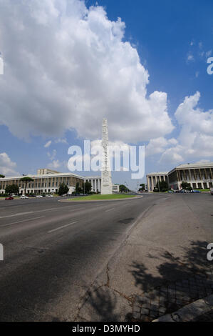 Italien, Latium, Rom, Eur Bezirk, Piazza Guglielmo Marconi Platz, Guglielmo Marconi Obelisk Stockfoto