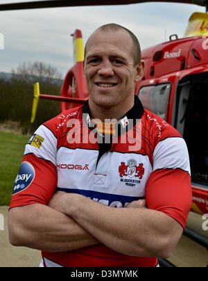 West Midlands, UK. 21. Februar 2013. Bild zeigt: Mike Tindall MBE in die Midlands Air Ambulance HQ. Stockfoto