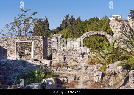 Römische Überreste in der westlichen archäologischen Stätte von Kos-Stadt auf der griechischen Insel Kos in der Dodekanes-Gruppe Stockfoto
