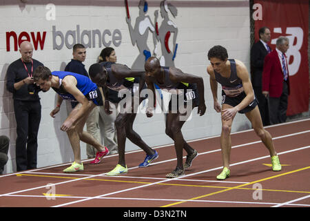 Bernard Lagat, Gewinner von zwei Meile der Männer bei den 2013 Millrose Games. Stockfoto