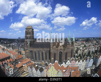 Polen, Danzig, Gdansk, Luftaufnahme von der Marienkirche Stockfoto