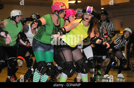 Amateur Roller Derby in Groton CT USA Stockfoto