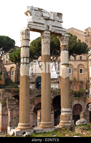 Rom, Italien, die Säulen der Tempel der Venus in den Kaiserforen Stockfoto