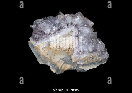 Amethyst, Calcit Stockfoto