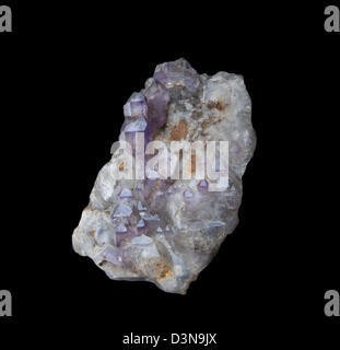 Wunderschöne Amethyst Druse close-up auf schwarzem Hintergrund - Halbedelsteine Juwel für Schmuckstücke verwendet Stockfoto