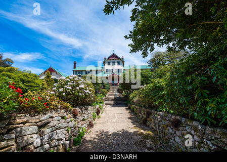 Mount Buffalo Chalet befindet sich am Mount Buffalo National Park und ist eine bedeutende historische Gebäude. Stockfoto