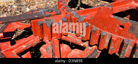 Nahaufnahme von roten Zahnrad Zahnräder Stockfoto