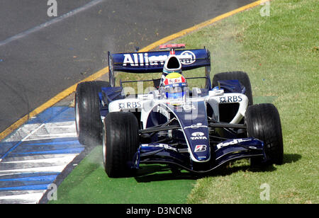 Australischen Formel1-Fahrer Mark Webber für Williams F1 Team in Aktion während des Trainings auf dem Albert Park Street Circuit in Melbourne, Australien, Samstag, 1. April 2006. Die Australian Formula One Grand Prix findet hier am Sonntag, 02 April. Foto: Rainer Jensen Stockfoto