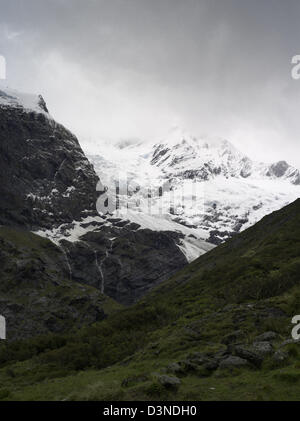 Aussicht auf dem Weg auf dem Rob Roy Gletscher Weg, Mt Aspiring National Park, in der Nähe von Wanaka, Neuseeland Stockfoto