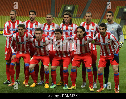 21. Februar 2013 - Moskau, Russland - Februar 20,2013.Moscow,Russia. UEFA Europa League. FC Rubin (Kazan) Vs FC Atletico Madrid... Im Bild: Atletico Madrid-Team. (Kredit-Bild: © Aleksander V.Chernykh/PhotoXpress/ZUMAPRESS.com) Stockfoto