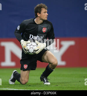 Deutsche Torhüter Jens Lehmann vom FC Arsenal London in Aktion während der UEFA Champions League-Spiel im Stadion AOL-Arena in Hamburg, Deutschland, Mittwoch, 13. September 2006 gezeigt. Arsenal gewann 2: 1 gegen den Hamburger SV unter drei Punkte. Foto: Carmen Jaspersen Stockfoto