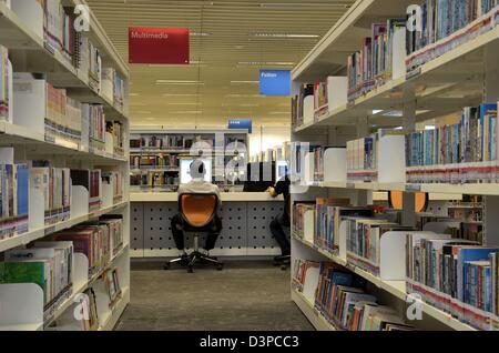 Arbeiten am Computer in öffentlichen Bibliothek: Singapur Stockfoto