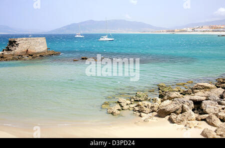 Schöne Aussicht auf den Strand und das Meer Spanien Tarifa Stockfoto