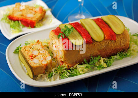 Meeresfrüchte-Terrine. Rezept zur Verfügung. Stockfoto