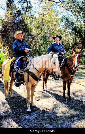 Cowboys zu Pferd beim Crowley Pioneer Day Event in Florida Stockfoto