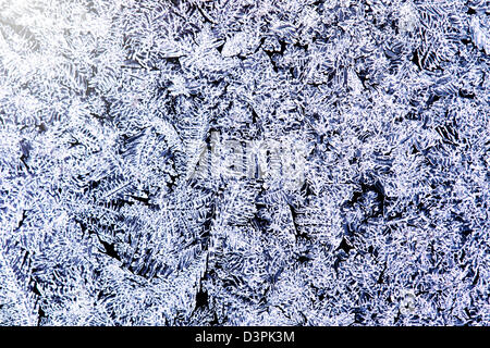 Die Muster der Frost am Fenster Stockfoto