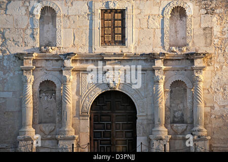 Eingang, The Alamo (Mission San Antonio de Valero), San Antonio, Texas USA Stockfoto