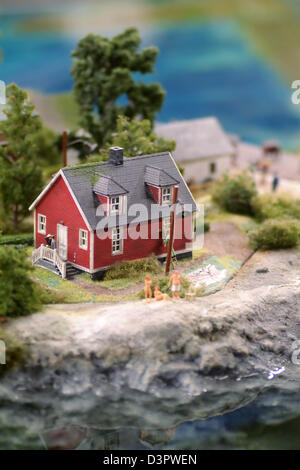 Ein Miniaturhaus im Miniatur Wunderland Hamburg, Deutschland Stockfoto