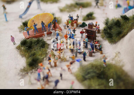 Hamburg, Deutschland, einer jazz-Band spielen an einem Strand im Miniatur Wunderland Stockfoto