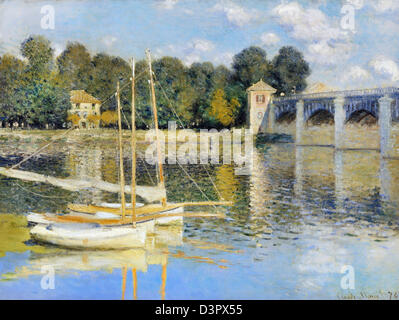 Claude Monet, die 1874 in Argenteuil Brücke Öl auf Leinwand. Musée d ' Orsay, Paris, Frankreich Stockfoto