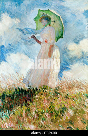 Claude Monet, Studie einer Figur im Freien: Frau mit Sonnenschirm, nach links, 1886-Öl auf Leinwand. Musée d ' Orsay, Paris, Frankreich. Stockfoto