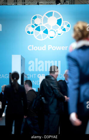 Hannover, Deutschland, Cloud Computing Logo von Microsoft auf der CeBIT-Messestand Stockfoto