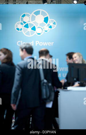 Hannover, Deutschland, Cloud Computing Logo von Microsoft auf der CeBIT-Messestand Stockfoto