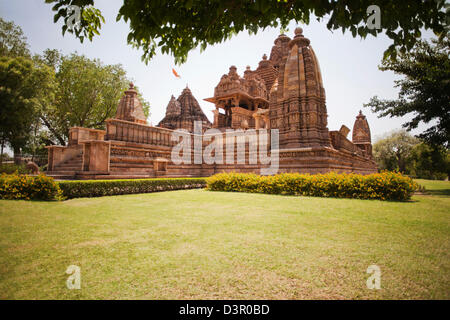 Lakshmana Tempel, Khajuraho, Chhatarpur Bezirk, Madhya Pradesh, Indien Stockfoto