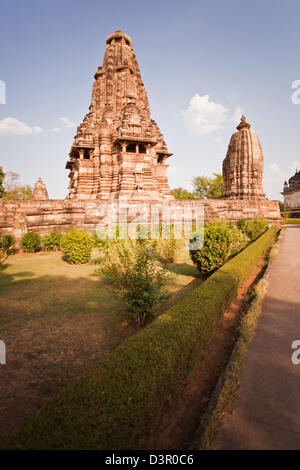 Tempel, Khajuraho, Chhatarpur Bezirk, Madhya Pradesh, Indien Stockfoto