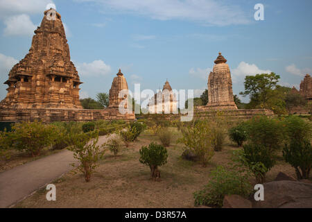 Tempel, Khajuraho, Chhatarpur Bezirk, Madhya Pradesh, Indien Stockfoto
