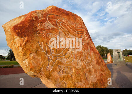 Indigene Kunst am Ort der Versöhnung. Canberra, Australian Capital Territory (ACT), Australien Stockfoto