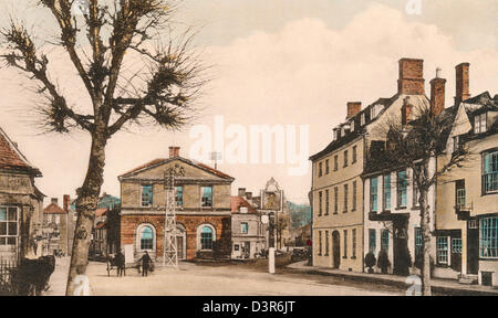 Historisches Foto des Rathauses und Bear Hotel, Woodstock c1920, Oxfordshire, England, UK Stockfoto