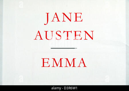 Nahaufnahme des Buchcovers von 'Emma', geschrieben von Jane Austen. Stockfoto