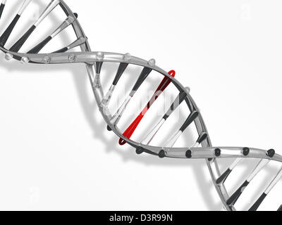 Glas-DNA-Strang auf weißem Hintergrund Stockfoto