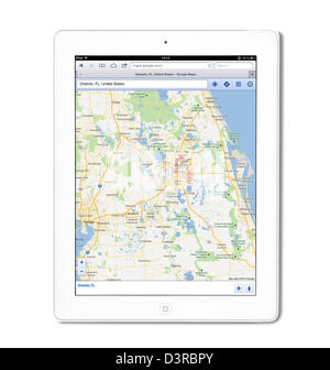 Mit Karten auf Google.com angesehen auf dem iPad eine 4. Generation weiß Stockfoto