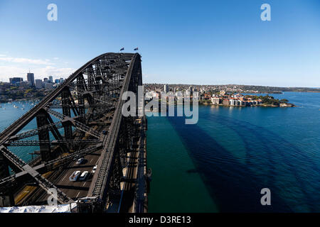 Die Sydney Harbour Bridge vom Besucher Pylon aus gesehen Stockfoto