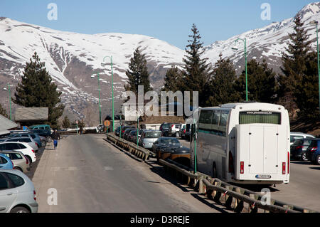 Parkplatz in Les 2 Alpes Stockfoto