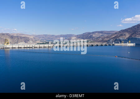 Coulee Dam, Washington, USA, Grand Coulee Dam ist der größte Produzent von Wasserkraft in den Vereinigten Staaten Stockfoto