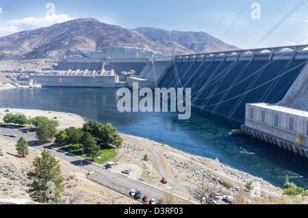 Coulee Dam, Washington, USA, Grand Coulee Dam ist der größte Produzent von Wasserkraft in den Vereinigten Staaten Stockfoto