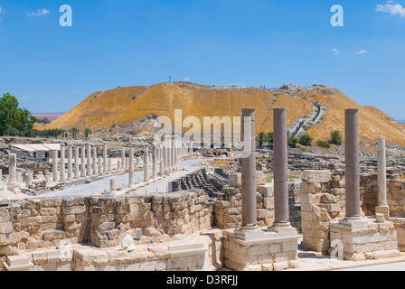 Ruinen der römischen Stadt Skythopolis in Bet Shean Nationalpark, Israel Stockfoto